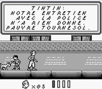 une photo d'Ã©cran de Tintin - Le Temple du Soleil sur Nintendo Game Boy